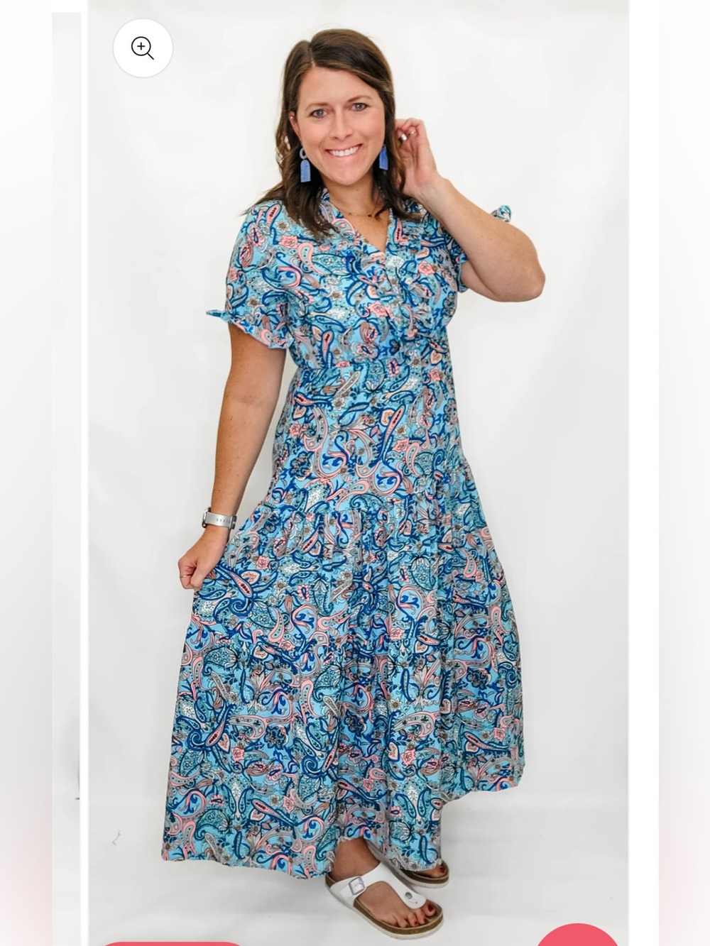 NWT Boutique Welcome to New York Paisley Maxi Dress Blue Pink Size Large